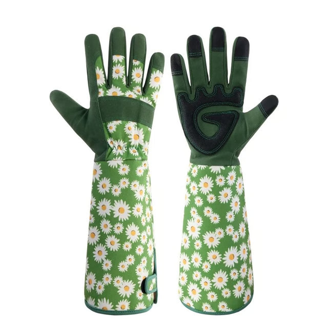 Thorn-Resistant Leather Gardening Gloves – Long Gauntlet Gloves for Rose Pruning