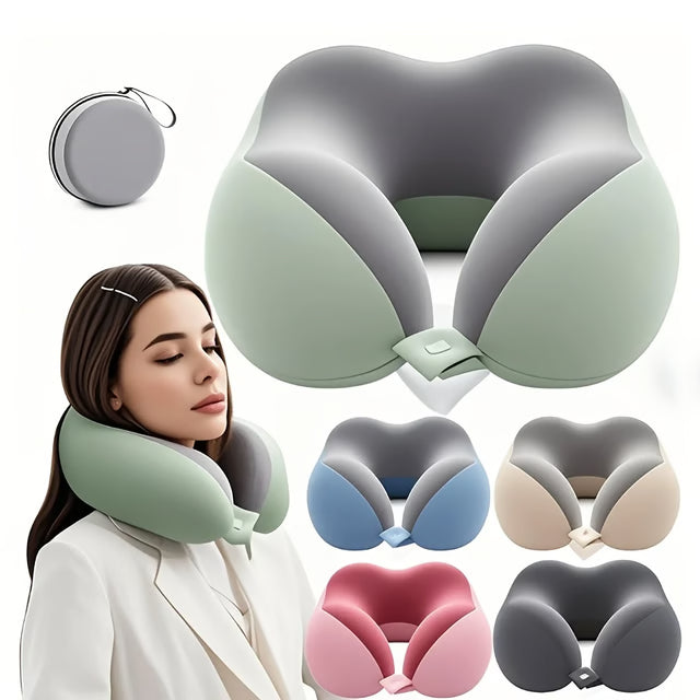 Comfortable U-Shaped Neck Pillow with Storage Bag for Travel, Napping and Office Use
