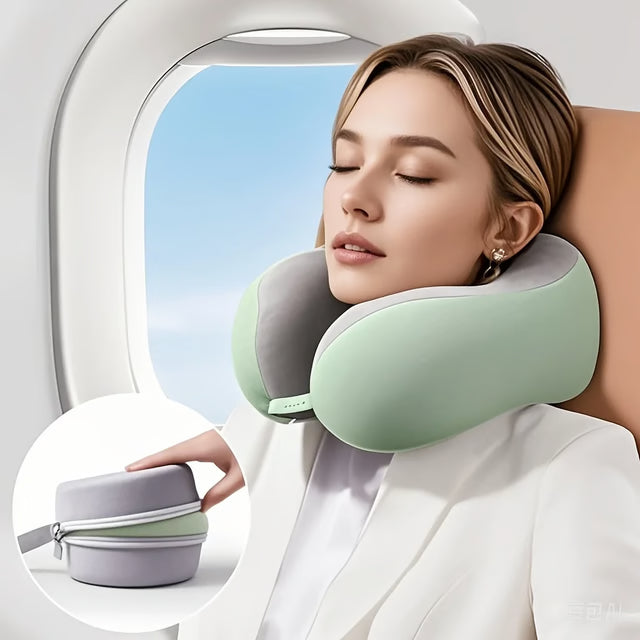 Comfortable U-Shaped Neck Pillow with Storage Bag for Travel, Napping and Office Use