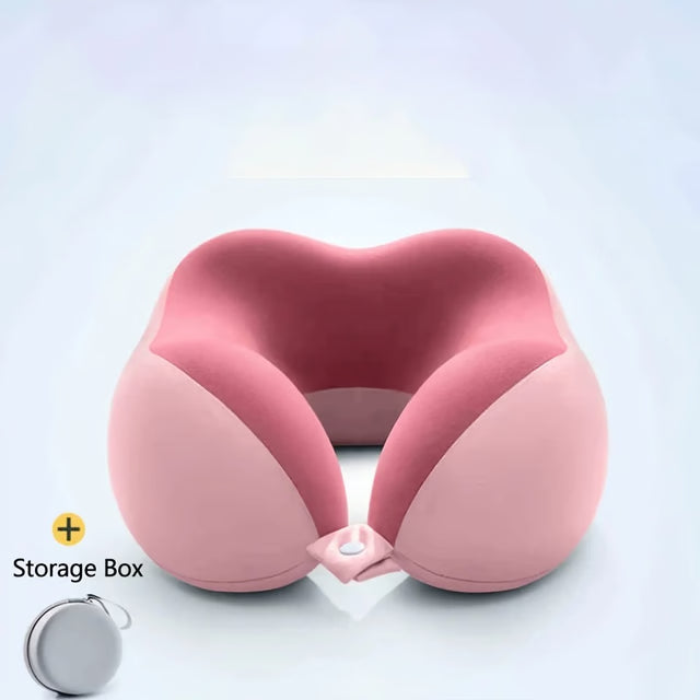Comfortable U-Shaped Neck Pillow with Storage Bag for Travel, Napping and Office Use