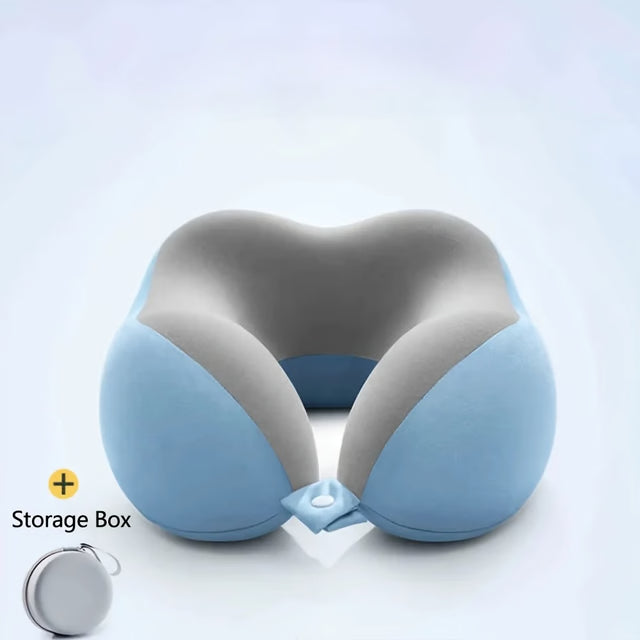 Comfortable U-Shaped Neck Pillow with Storage Bag for Travel, Napping and Office Use