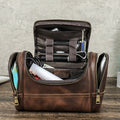 Crazy Horse Leather Business Travel Toiletry Bag for Men
