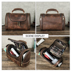 Crazy Horse Leather Business Travel Toiletry Bag for Men