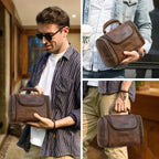 Crazy Horse Leather Business Travel Toiletry Bag for Men