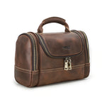 Crazy Horse Leather Business Travel Toiletry Bag for Men