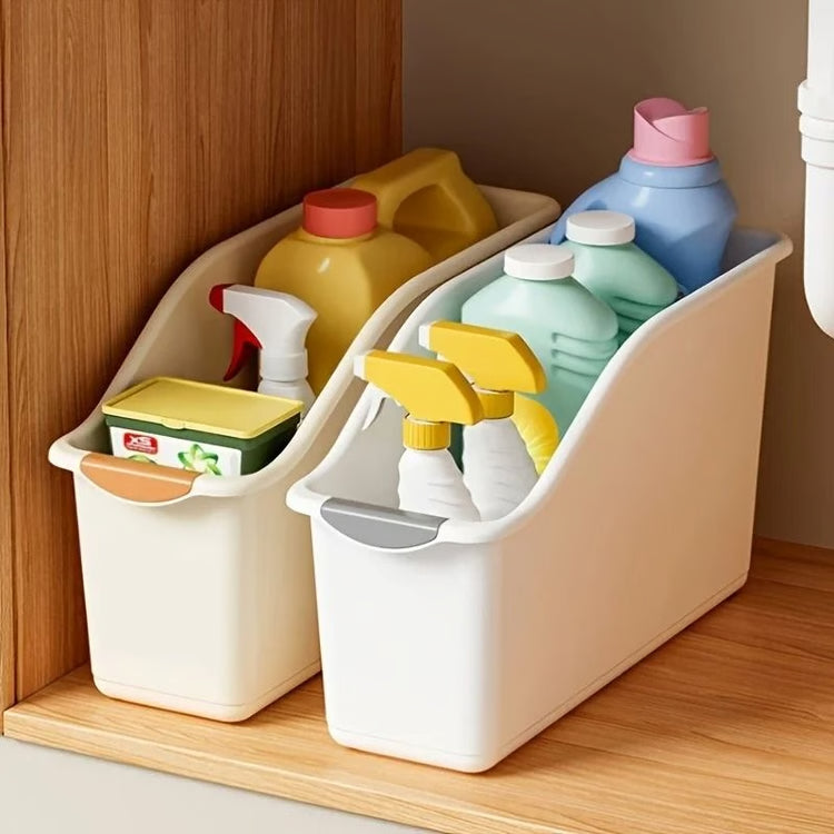 Curved Plastic Storage Bins Set for Multipurpose Home Organization