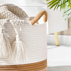 Cotton Rope Storage Basket for Blankets, Laundry, Toys and Home Organization