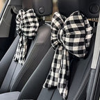 Pink Bowknot Car Headrest Neck Pillow – Soft Cushion for Comfortable Driving