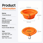 Collapsible Silicone Pet Travel Bowl – Portable Food and Water Dish with Carabiner