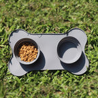 Collapsible Silicone Pet Bowl with Feeding Mat – Portable Dog and Cat Feeding Set