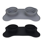 Collapsible Silicone Pet Bowl with Feeding Mat – Portable Dog and Cat Feeding Set